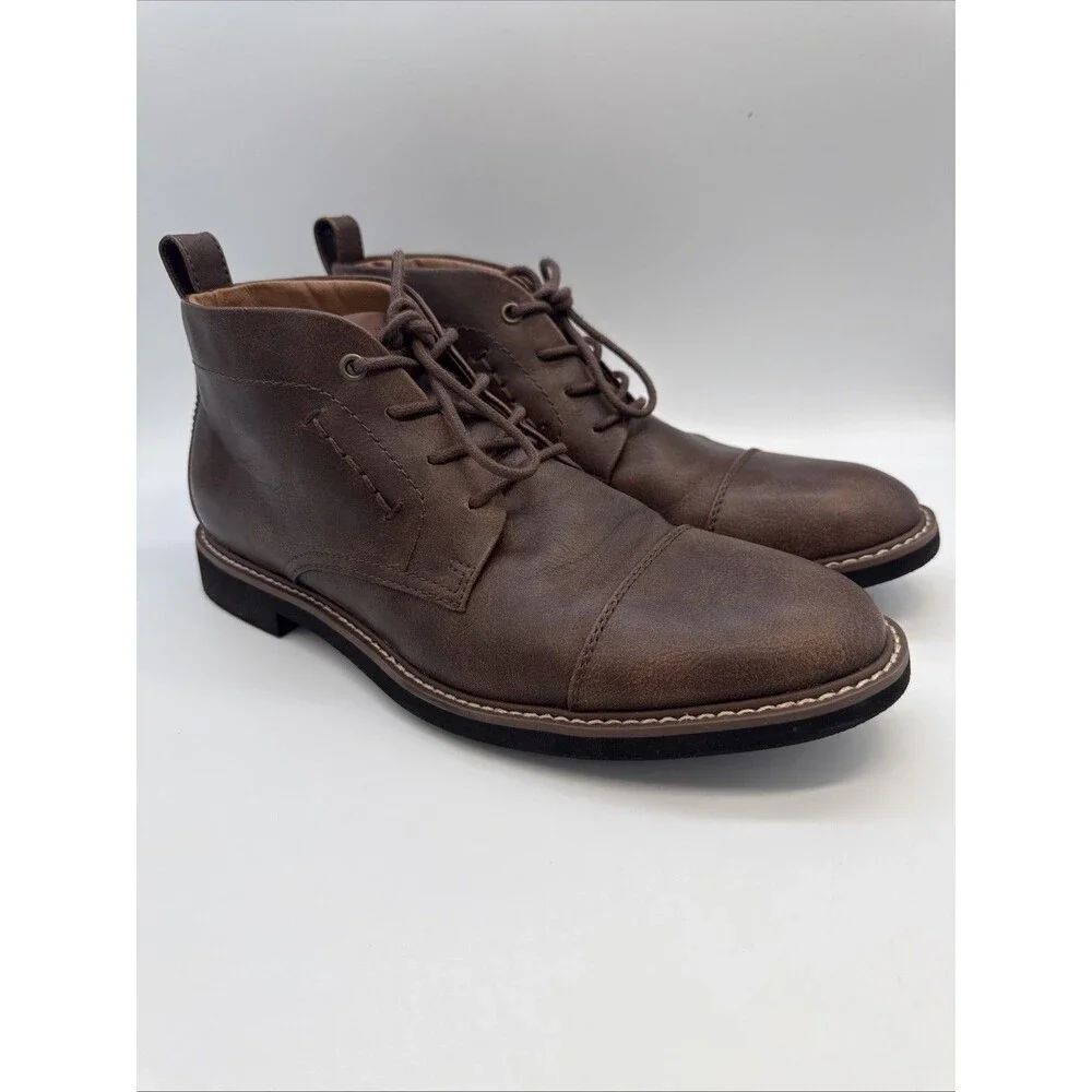Tommy Hilfiger Men's Gibby Boots 8.5 Leather Lace-Up Old Money Classic Heritage